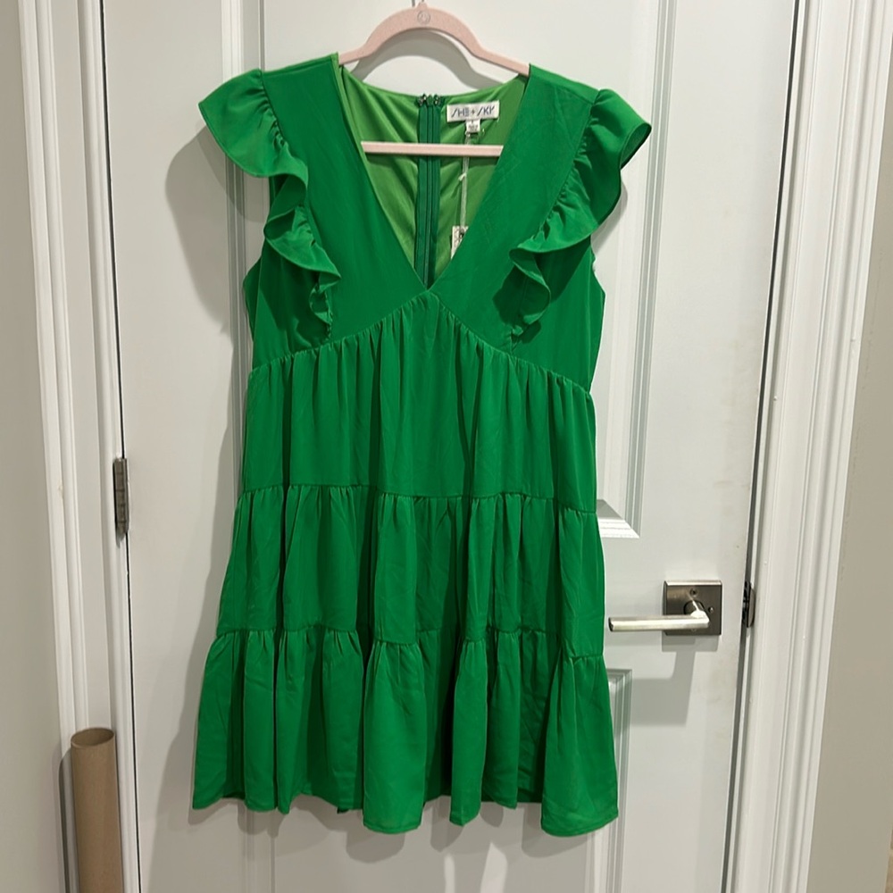 She and sky green v-neck dress NWT
